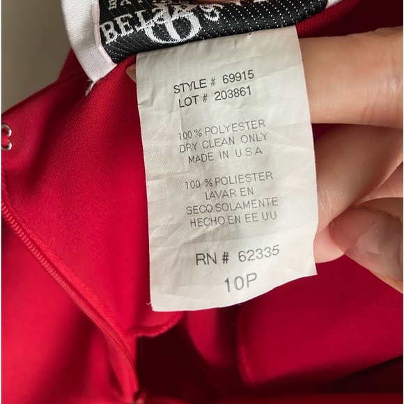 Vintage Betsy & Adam Red Rhinestone Full Length Formal Dress Open back - Picture 7 of 15